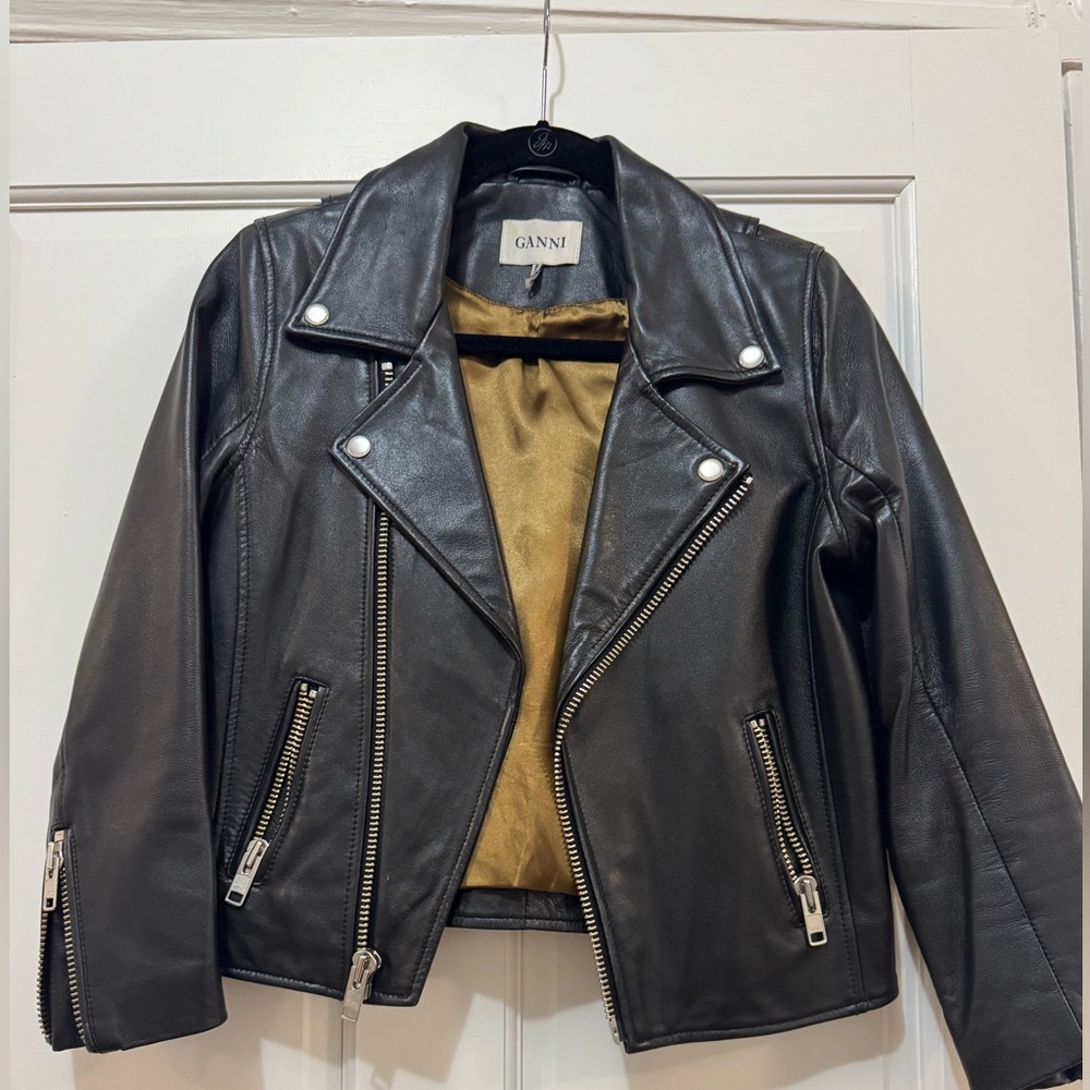 Ganni Classic Black Leather Jacket - Picture 4 of 4